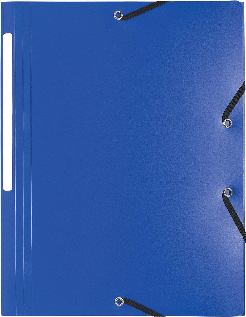 Exacompta elastomap a4, uit pp, 3 kleppen en elastiek blauw 10 stuks