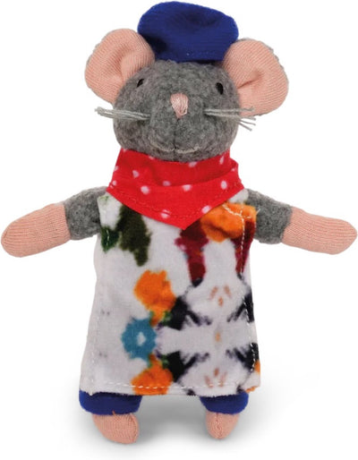 Het muizenhuis knuffelmuis kunstenaar - pop schilder 12 cm speelgoed.