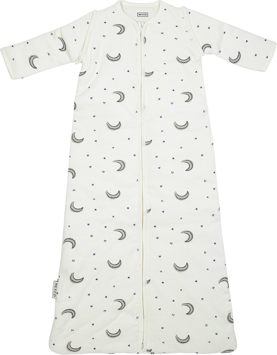 Meyco baby slaapzak winter moon - afritsbare mouwen - indigo - 110cm - winterslaapzak