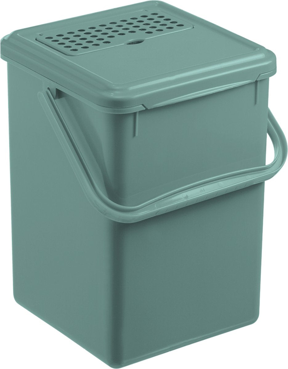 Rotho bio compostemmer - gft afvalbak 8l - bpa vrij - incl koolstoffilter - groen.