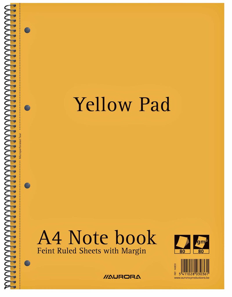 Aurora collegeblok - yellow pad - a4 - gelinieerd - gerecycled notitieblok - 160 bladzijden