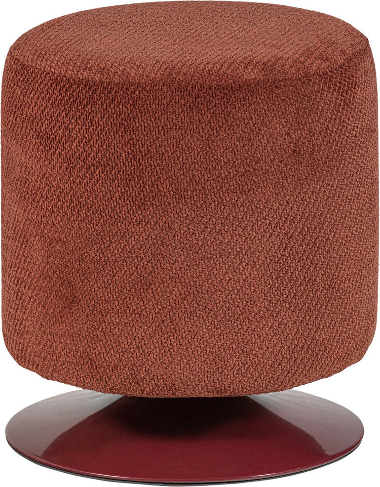 Woood islen poef met draaivoet - bouclé - bordeauxrood - 47x39x39