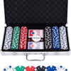 Longfield pokerset in zilveren koffer met 300 chips (11,5 g) – compleet met kaarten, dealer buttons dobbelstenen – engelhart