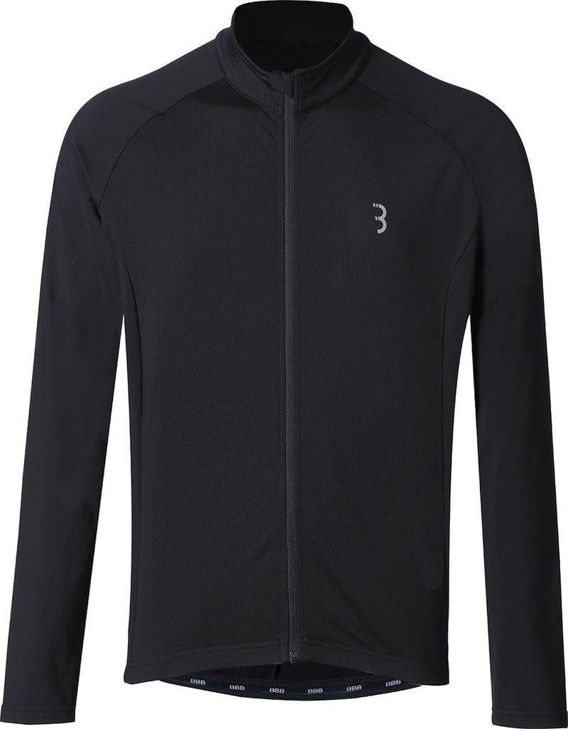 Bbb cycling transition lange mouwen fietsshirt heren en dames - 10-15 °c - mtb en wielrenshirt met 3 achterzakken - zwart l