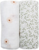 Lulujo - hydrofiele doek - swaddle - katoen - 100x100 cm - 2-pack - daisies greenery