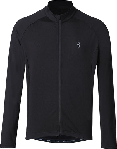 Bbb cycling transition lange mouwen fietsshirt heren en dames - 10-15 °c - mtb en wielrenshirt met 3 achterzakken - zwart