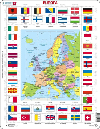Larsen kaart europa met vlaggen, 70st.