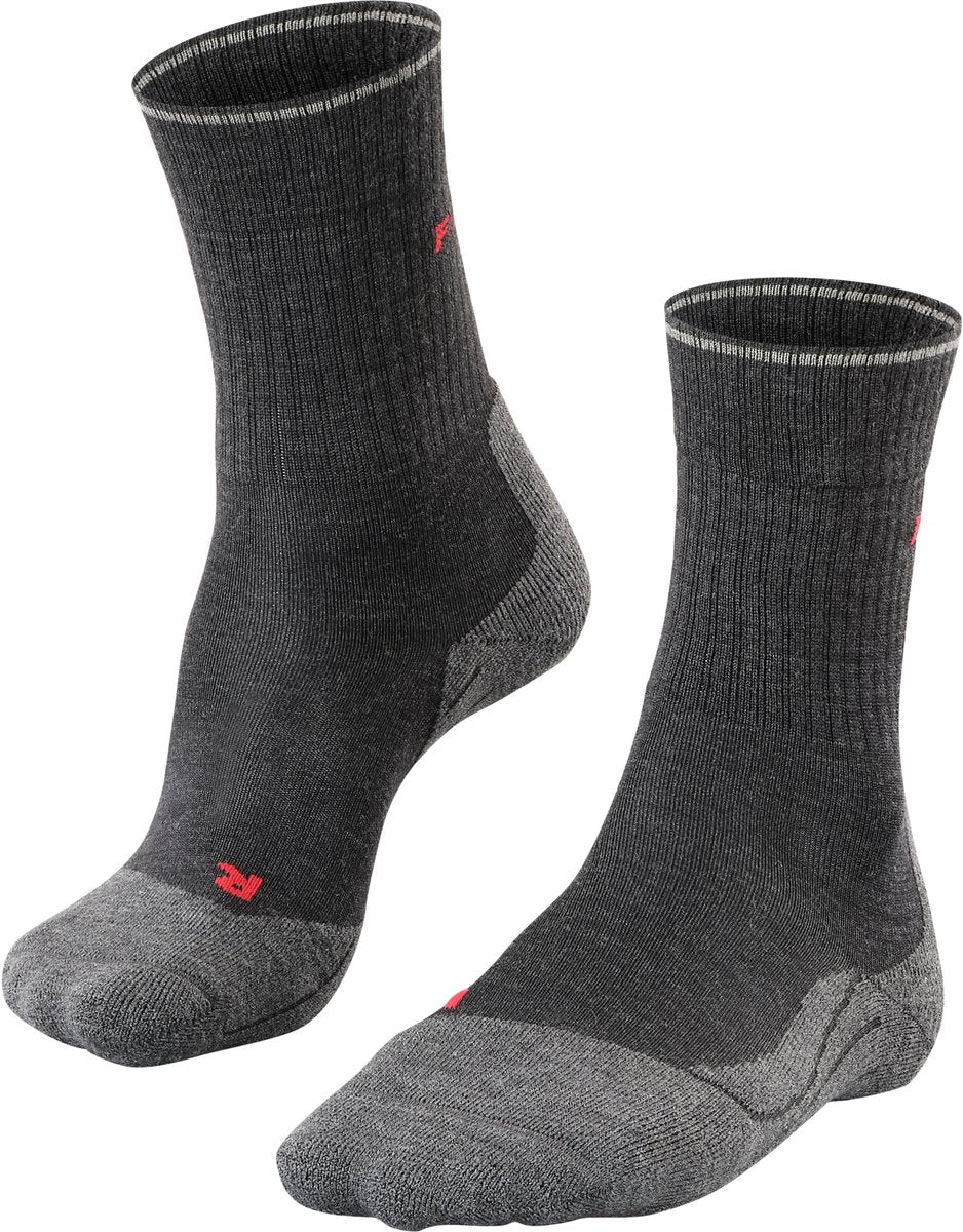 Falke tk2 explore wool silk medium padding wol functioneel materiaal wandelsokken dames grijs - maat 35-36
