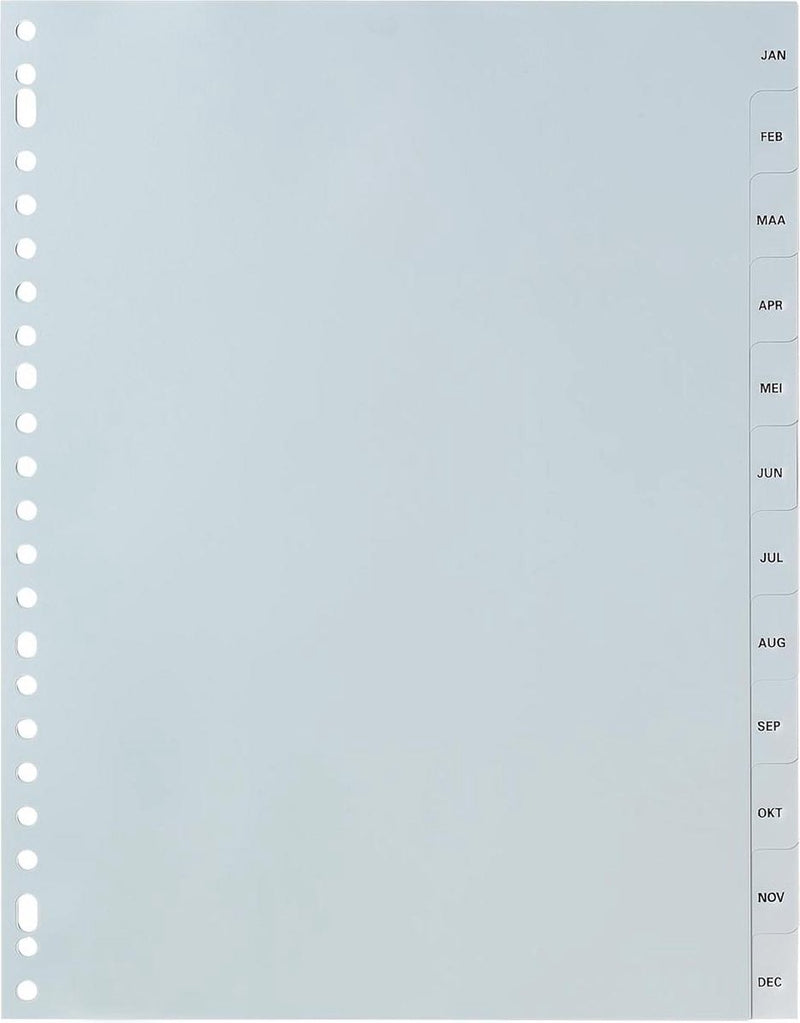 Pergamy tabbladen, ft a4, 23-gaatsperforatie, grijze pp, januari-december