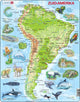 Larsen zuid-amerika geografisch met dieren – puzzel – kaarten geografie – zuid-amerika – educatieve legpuzzel voor kinderen – 65 stukjes – gemaakt in noorwegen – extra dikke 2,5 mm stukjes – tray met vaste rand