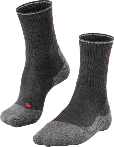 Falke tk2 explore wool silk medium padding wol functioneel materiaal wandelsokken dames grijs - maat 39-40