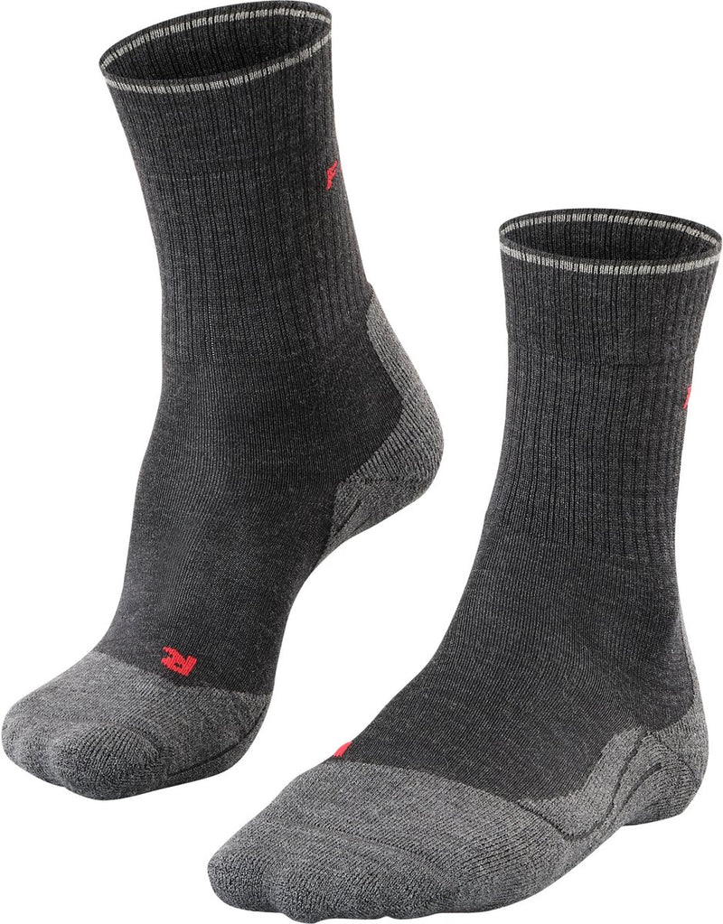 Falke tk2 explore wool silk medium padding wol functioneel materiaal wandelsokken dames grijs - maat 39-40