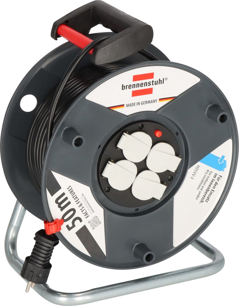 Brennenstuhl garant e kabelhaspel, (50 m kabel in zwart, speciaal kunststof, voor gebruik binnenshuis, made in germany)