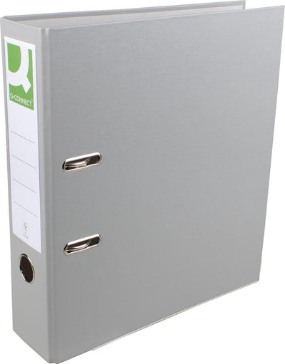 Q-connect ordner, voor ft a4, uit pp en papier, met beschermrand, rug van 8 cm, grijs