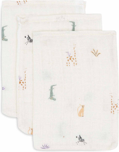 Jollein - baby hydrofiel washandje - katoen - 3 stuks - jungle jambo - baby washand, hydrofiele washandjes -15x20cm
