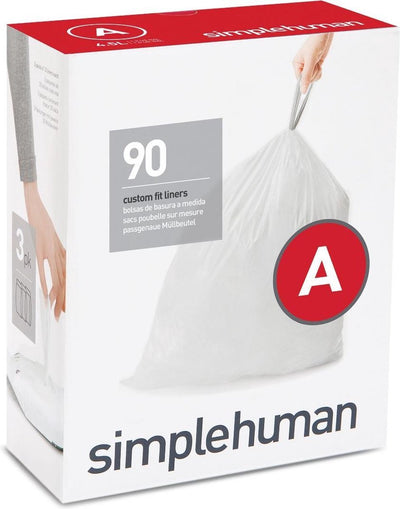 Simplehuman code a - avalzakken - 4,5 liter - 90 stuks - met trekband - wit