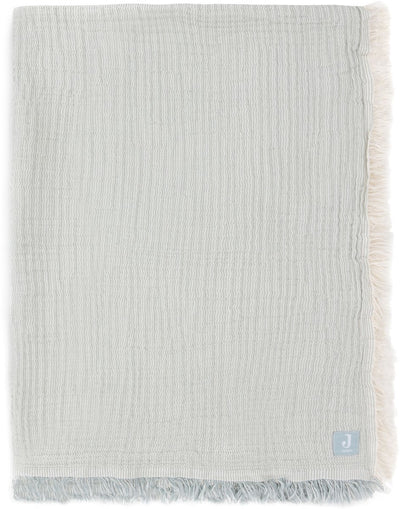 Jollein deken ledikant 120x120cm - fringe stripe sea green ivory - gots