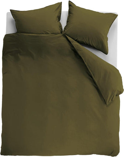 Ambiante cotton uni dekbedovertrek - effen - tweepersoons - 200x200 220 cm - olijfgroen