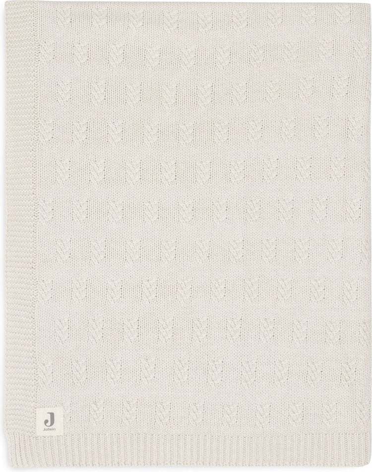 Jollein - deken ledikant 100x150cm - dekentje baby - grain knit - oatmeal