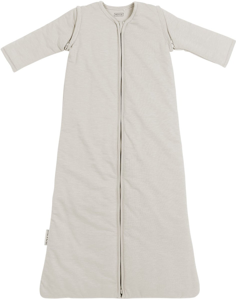 Meyco baby slub baby slaapzak met afritsbare mouwen - greige - 110cm - 2.5 tog