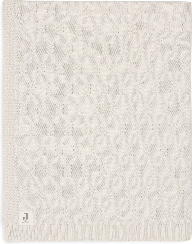 Jollein - deken ledikant 100x150cm - dekentje baby - grain knit - oatmeal