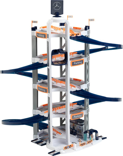 Klein toys theo klein mercedes-benz-parkeergarage met 5 verdiepingen - 55x55x85 cm - wit blauw