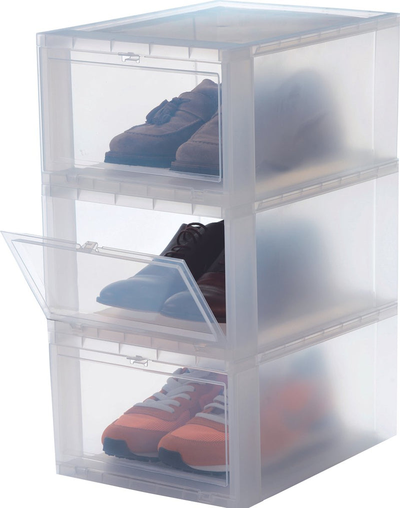 Iris schoenenbox large opbergbox - kunststof - transparant - set van 3