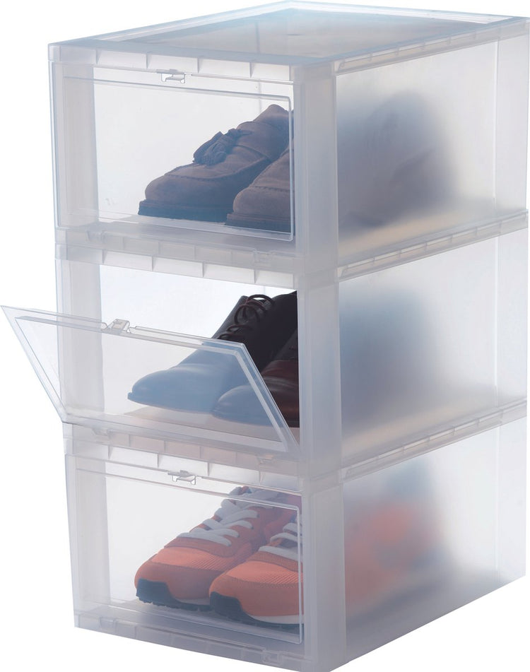 Iris schoenenbox large opbergbox - kunststof - transparant - set van 3