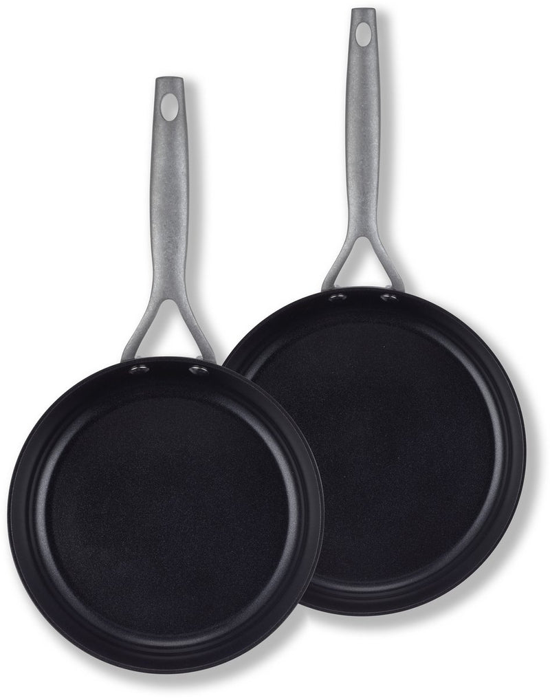 Brabantia dusk 2-delige koekenpannenset ø 20 24cm – 100% pfas vrij - keramische antiaanbaklaag – inductie koekenpannenset - vaatwasser- en ovenbestendig – grijs
