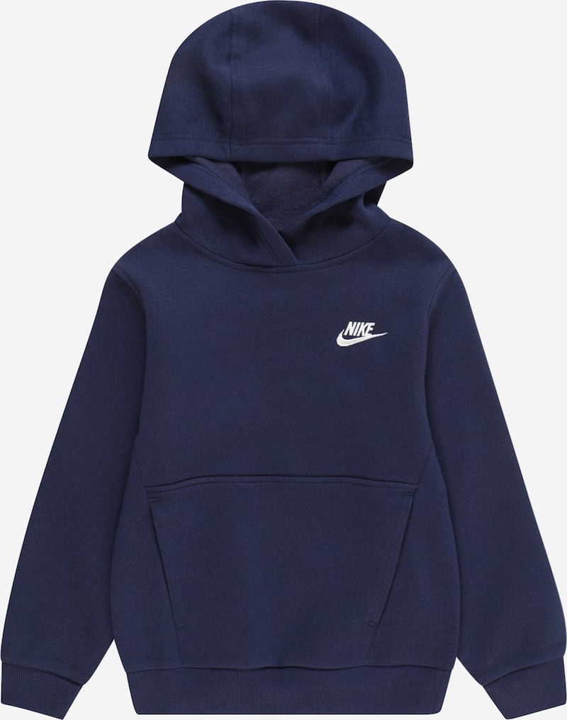 Nike k nsw club flc hdy lbr unisex sporttrui - navy - wit - maat s