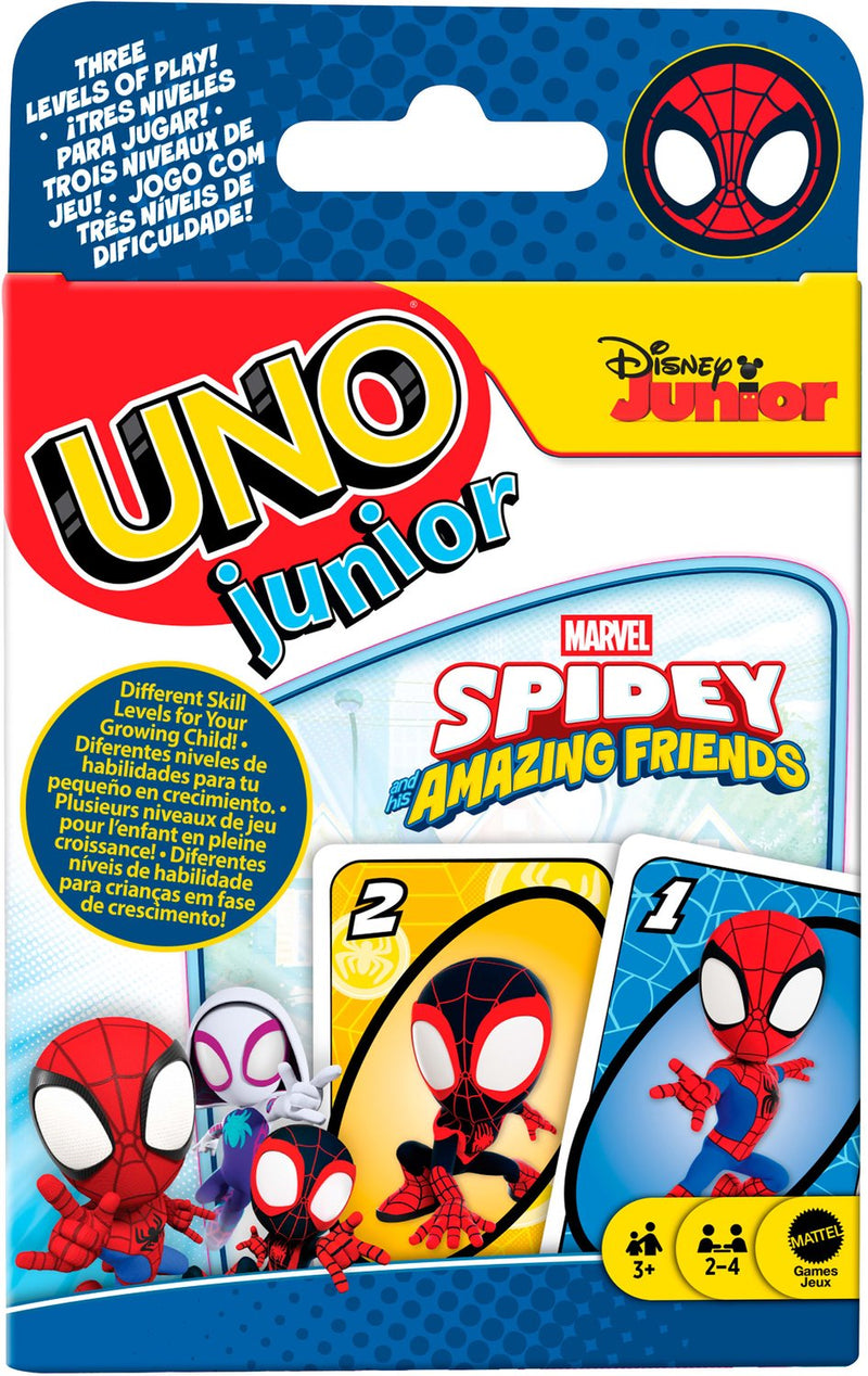 Mattel games mattel uno junior kaartspel spidey friends voor kinderen.