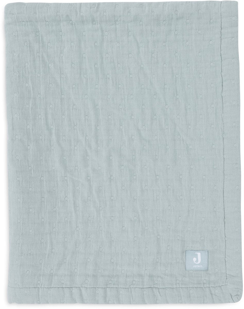 Jollein baby deken wieg jersey 75x100cm - jacquard sea green - gots