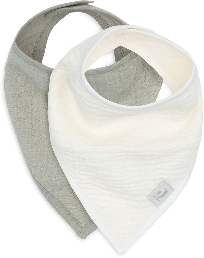 Jollein baby slab bandana - hydrofiel - slabbetjes baby - 2 stuks - olive green oatmeal