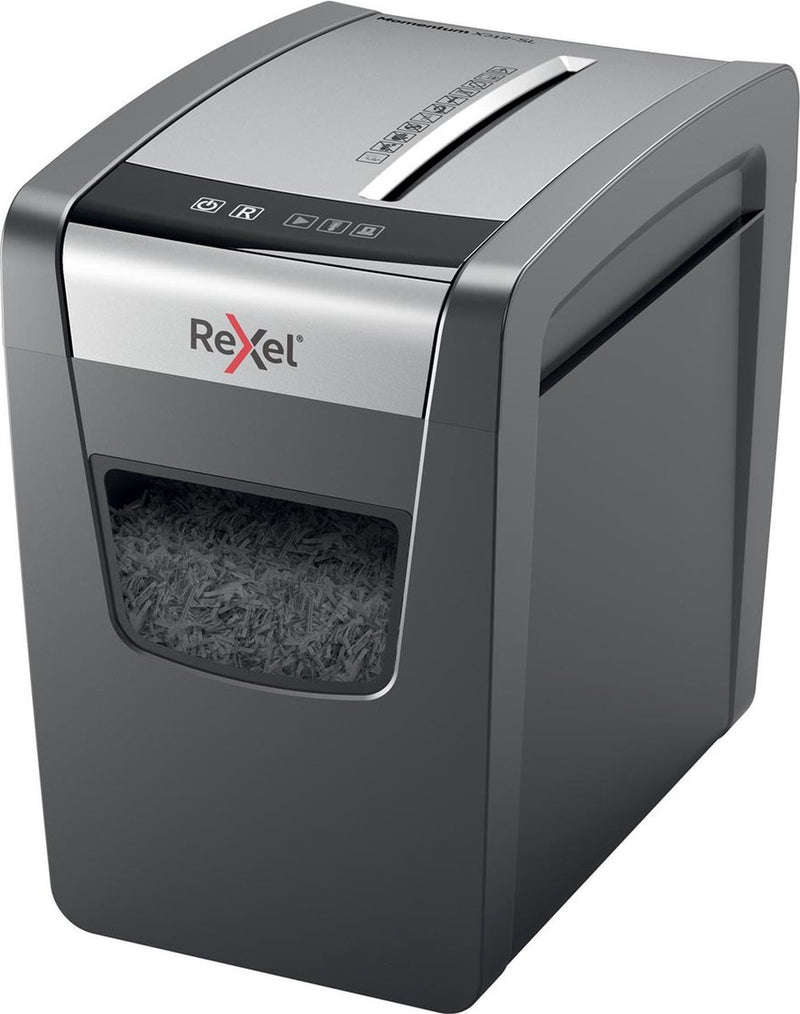 Rexel momentum x312-sl papierversnipperaar - p3 snippers - tot 12 vel - 23l - zwart