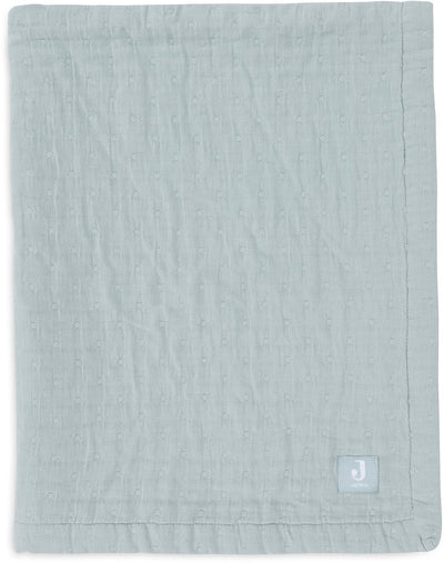 Jollein baby deken wieg jersey 75x100cm - jacquard sea green - gots