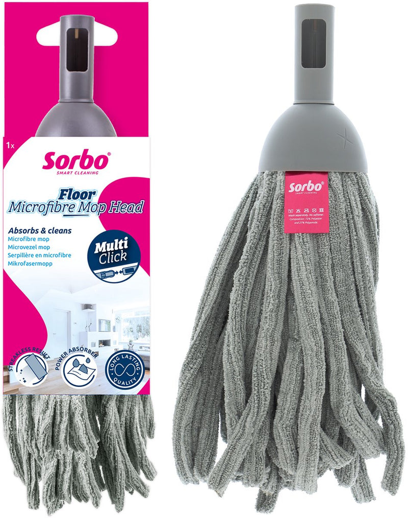 Sorbo microfiber mop head – microvezel mop – multi-click lijn – voor streeploos schone vloeren
