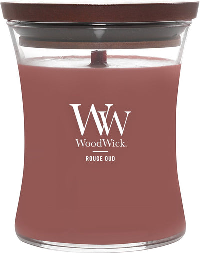 Woodwick hourglass medium geurkaars - rouge oud - 60 branduren