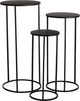 Mica decorations quinty bijzettafel - set van 3 - h70 x ø32 cm - metaal - zwart