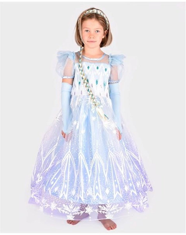 Den goda fen verkleedkledij frozen prinses jurk - 98-104cm - 3-4 jaar - blauw