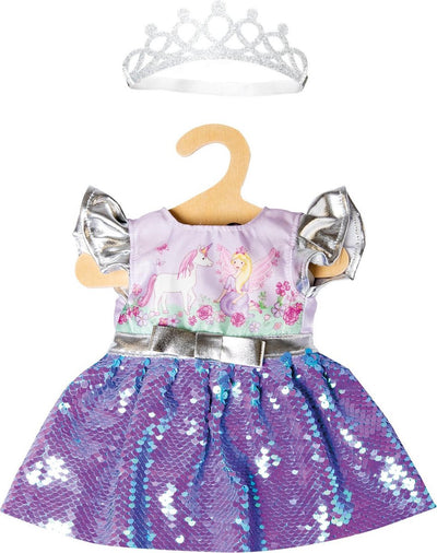 Heless poppenjurk fee en eenhoorn met sequins en kroon, 35-45 cm