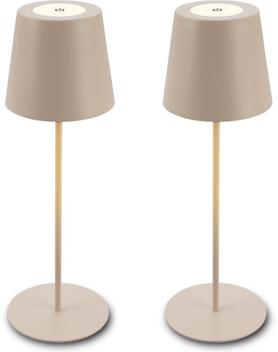 Briloner kiki - set van 2 tafellampen opllaadbaar - dimbaar - voor binnen en buiten - in hoogte verstelbaar - warm wit licht - beige