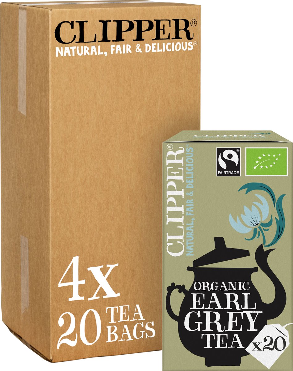 Clipper thee clipper - biologische thee - earl grey - zwarte thee - 4 x 20 theezakjes