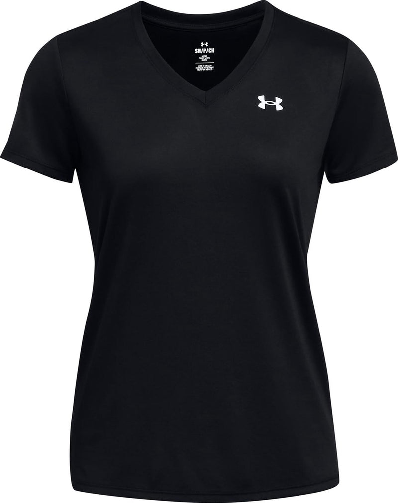 Under armour tech ssv- solid-blk dames sportshirt - zwart - wit