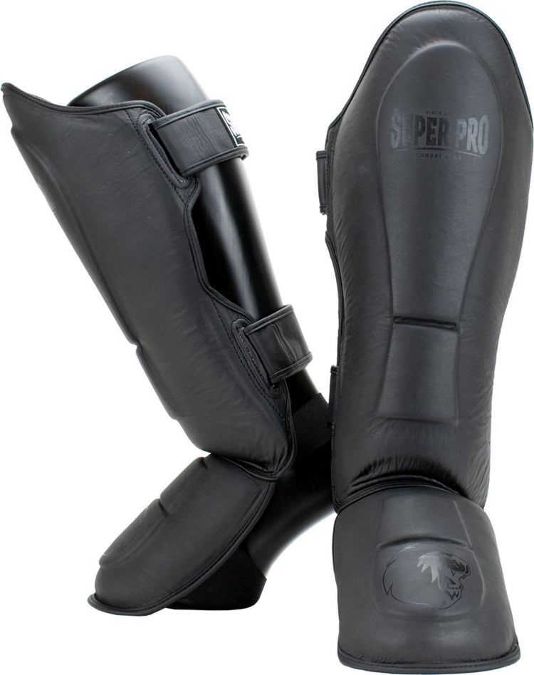 Super pro combat gear lederen scheenbeschermer guardian grijs extra large