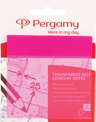 Pergamy transparante notes | ft 76 x 76 mm | 50 vel | roze