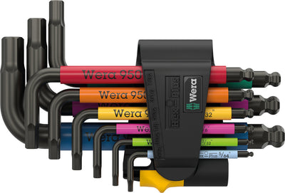 Wera 950 9 hex-plus multicolour imperial 3 stiftsleutelset, blacklaser (zwart, 9‑delig)