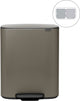 Brabantia bo prullenbak - 2 x 30 liter - afvalscheiding - platinum