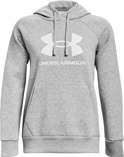 Under armour ua rival fleece big logo hd dames sporttrui - grijs - wit
