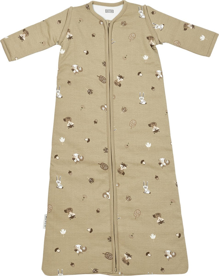 Meyco baby forest animals baby slaapzak met afritsbare mouwen - sand - 90cm - 2.5 tog