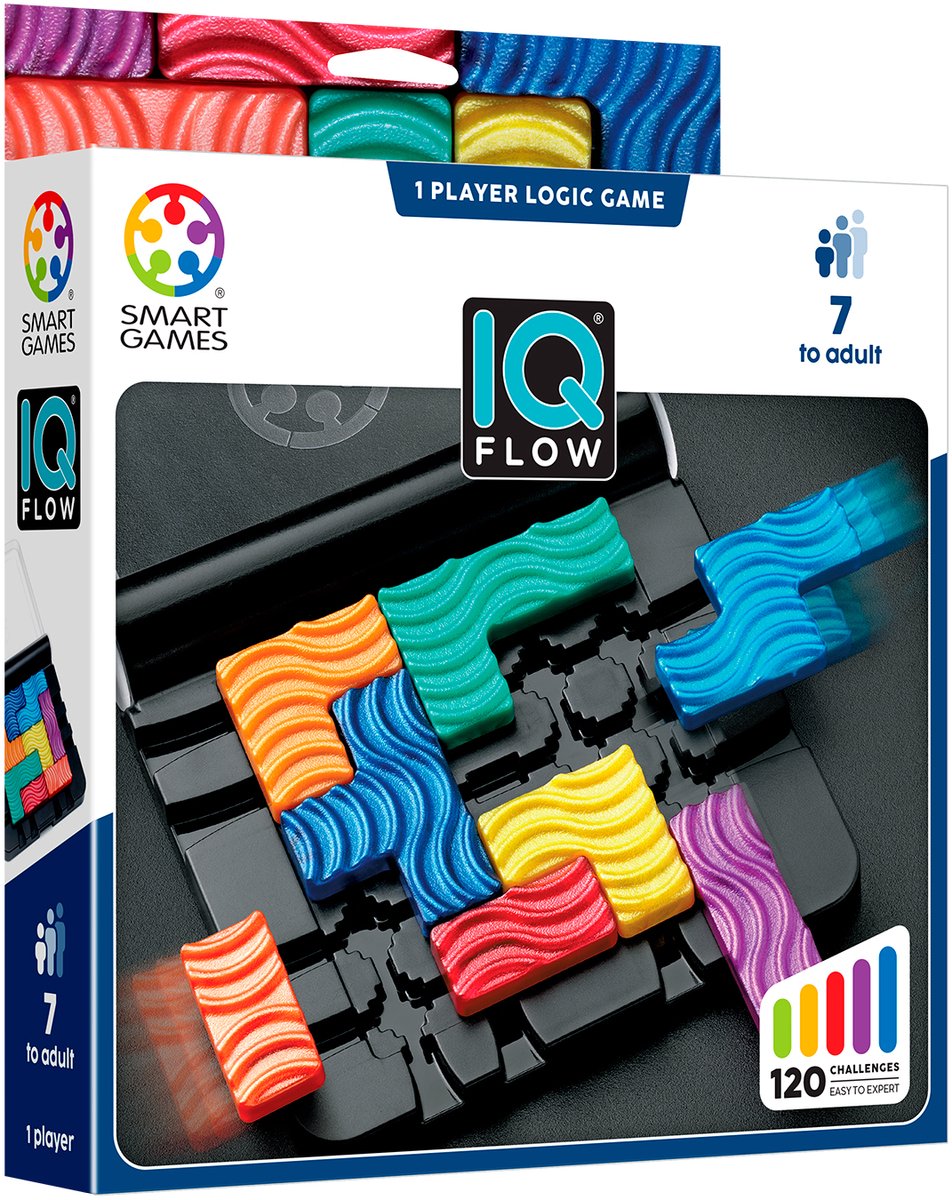Smartgames iq flow - 120 opdrachten met schuifmechanisme - denkspel reisspel - solospel - vanaf 7 jaar